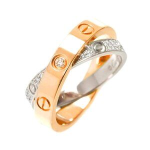 Cartier Be LOVE Pave Diamond Ring 18K WG PG 750 Size46 3.75(US) 90279884